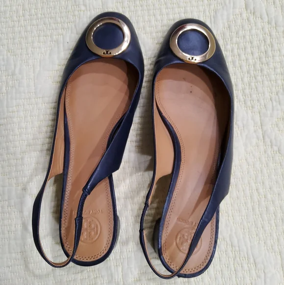 Tory Burch Shoes Tory Burch Navy Blue Caterina Slingback Pumps